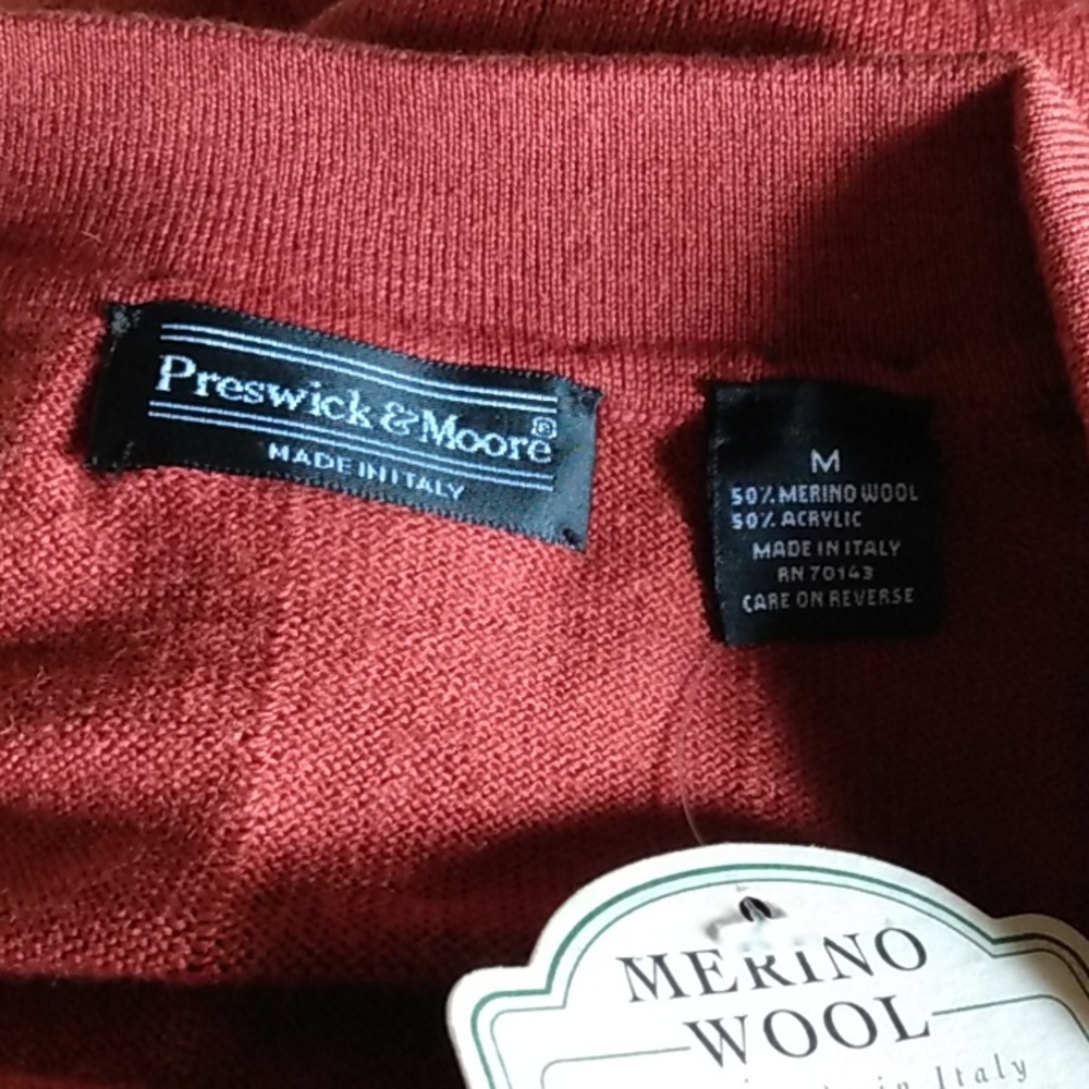 NWT Preswick & Moore Merino Wool Blend Sweater Size Medium Rust - Picture 5 of 8